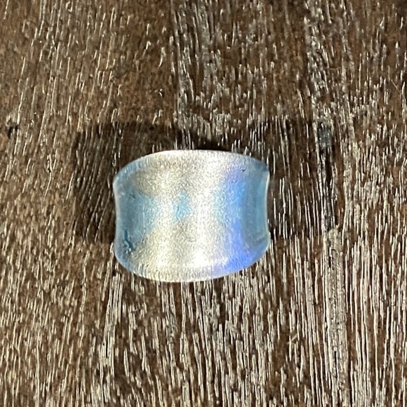 Glass Teal and Silver Ring - Picture 1 of 5